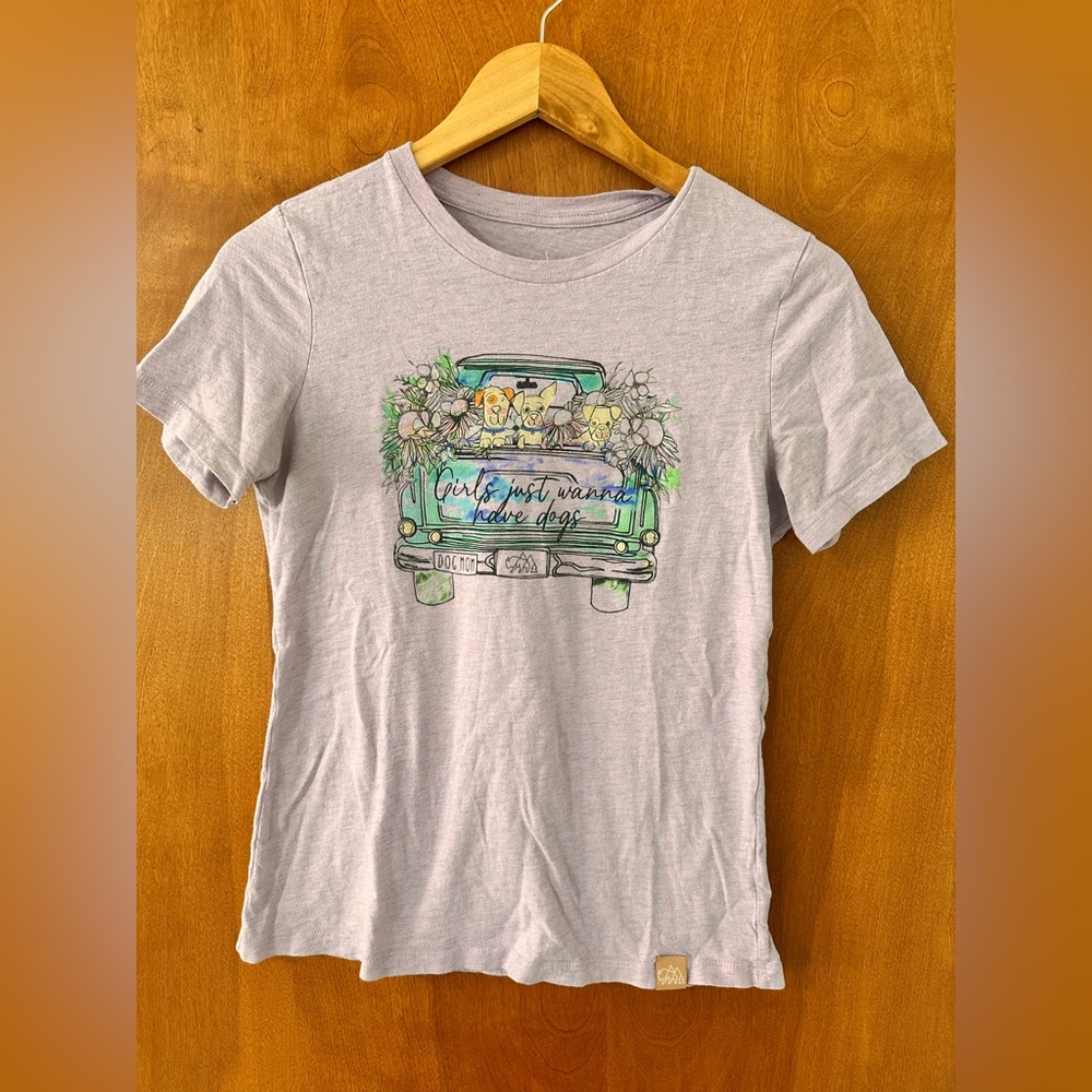 Lavender Graphic Tee with Dog Print
